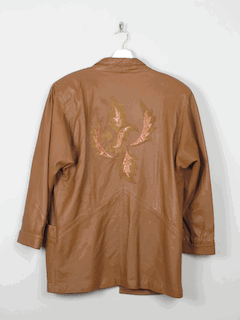 Women's Tan Leather Suit Jacket M - The Harlequin