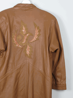 Women's Tan Leather Suit Jacket M - The Harlequin