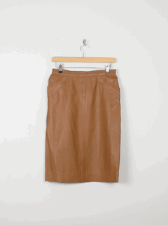 Women's Tan Leather Suit Jacket M - The Harlequin