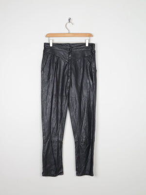 Women's Vintage 1980s Black Leather Trousers S - The Harlequin