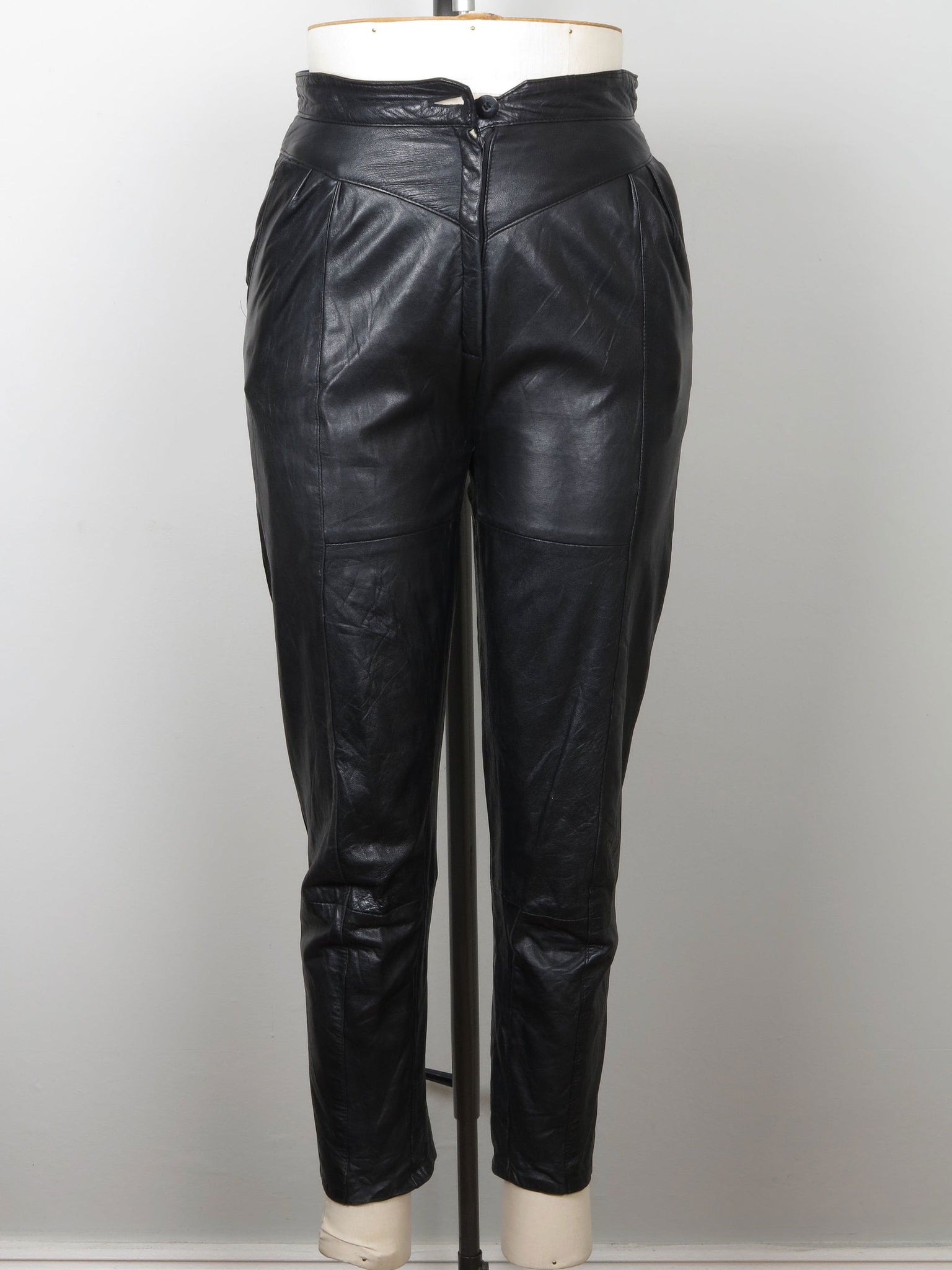 Women's Vintage 1980s Black Leather Trousers S - The Harlequin