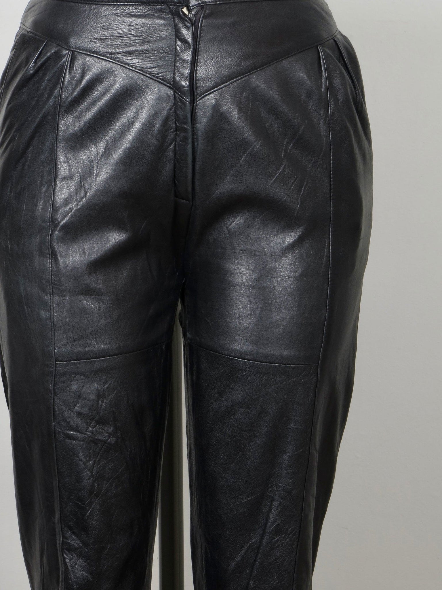 Women's Vintage 1980s Black Leather Trousers S - The Harlequin