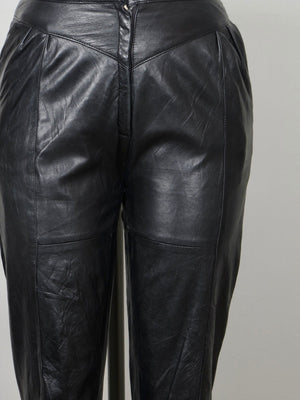 Women's Vintage 1980s Black Leather Trousers S - The Harlequin