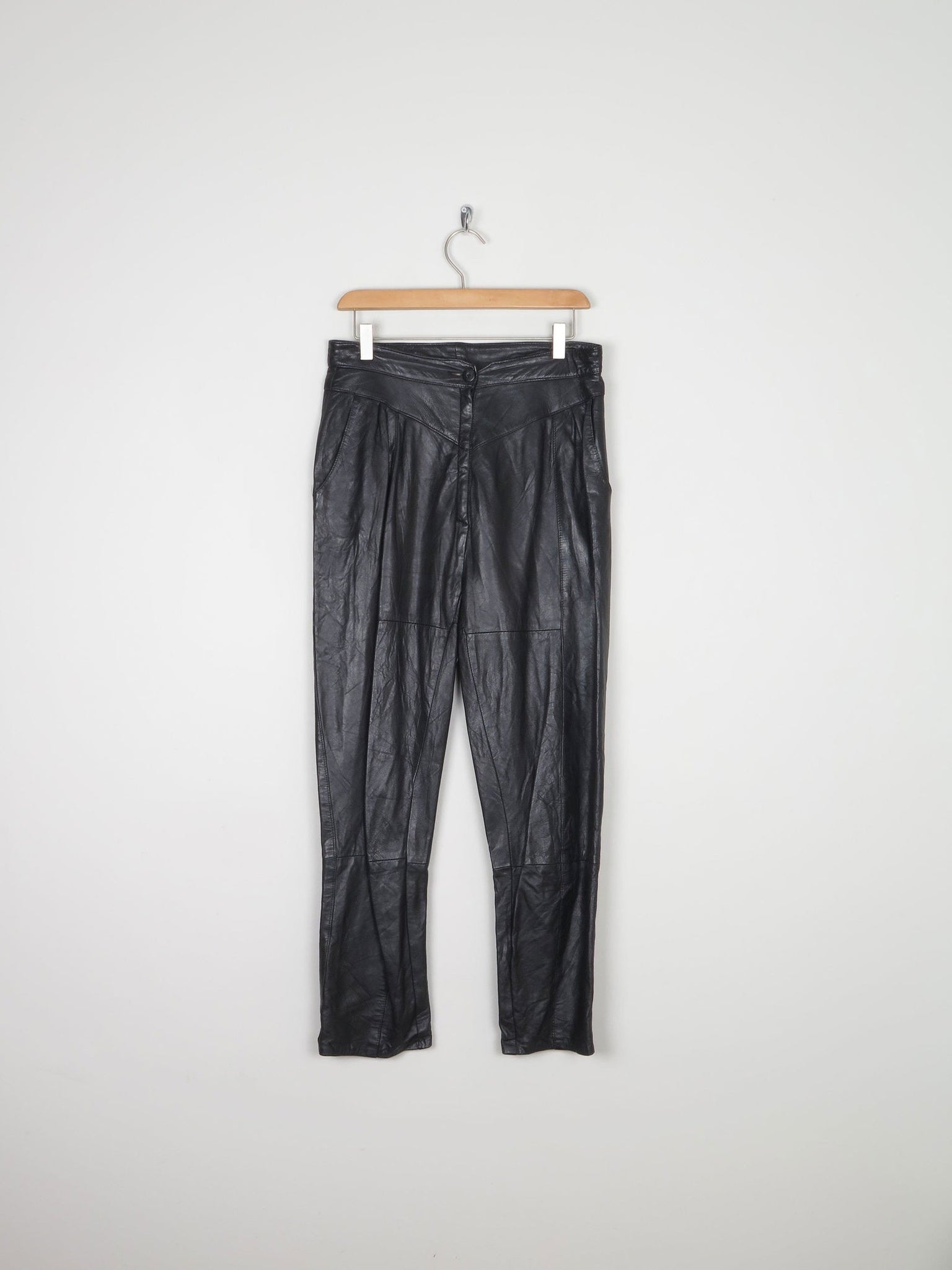 Women's Vintage 1980s Black Leather Trousers S - The Harlequin