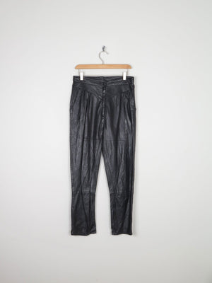 Women's Vintage 1980s Black Leather Trousers S - The Harlequin