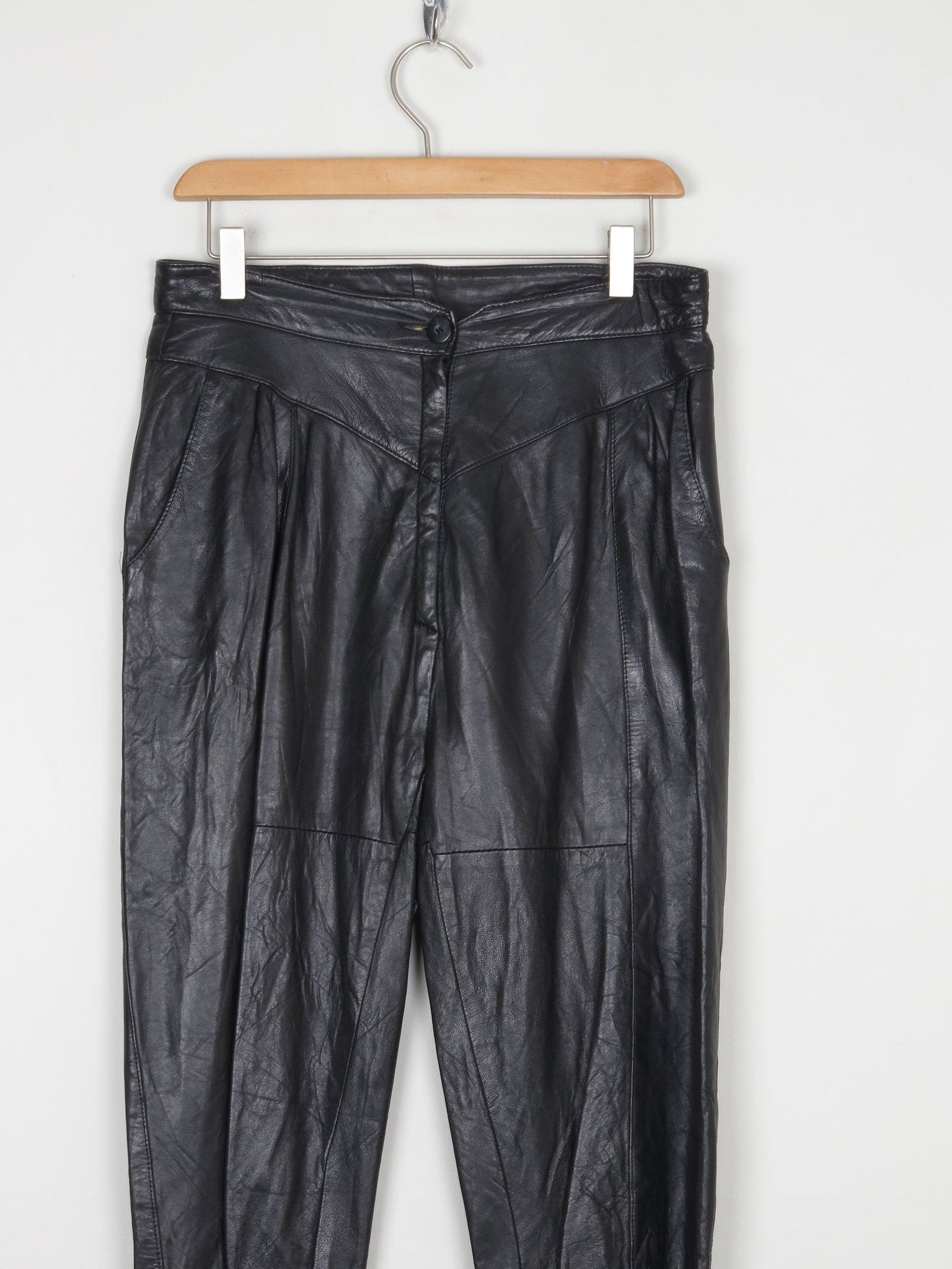 Women's Vintage 1980s Black Leather Trousers S - The Harlequin