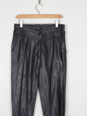 Women's Vintage 1980s Black Leather Trousers S - The Harlequin