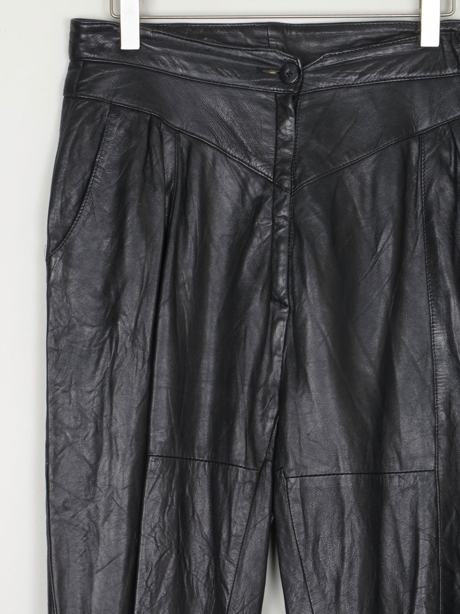 Women's Vintage 1980s Black Leather Trousers S - The Harlequin