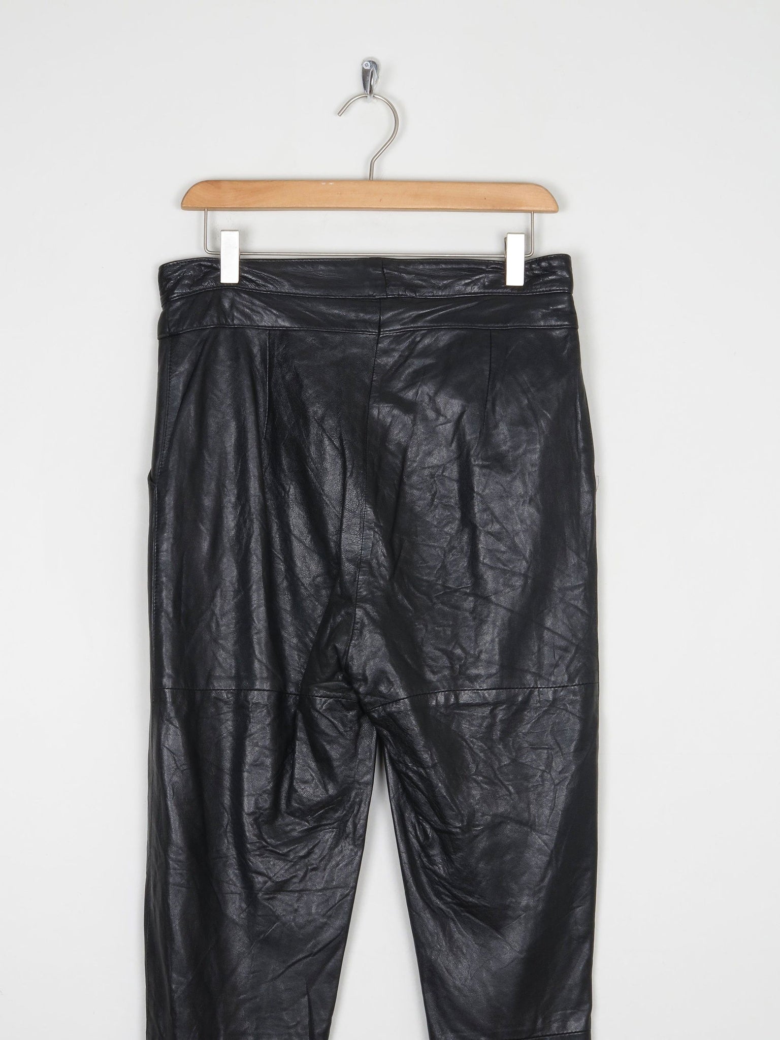 Women's Vintage 1980s Black Leather Trousers S - The Harlequin
