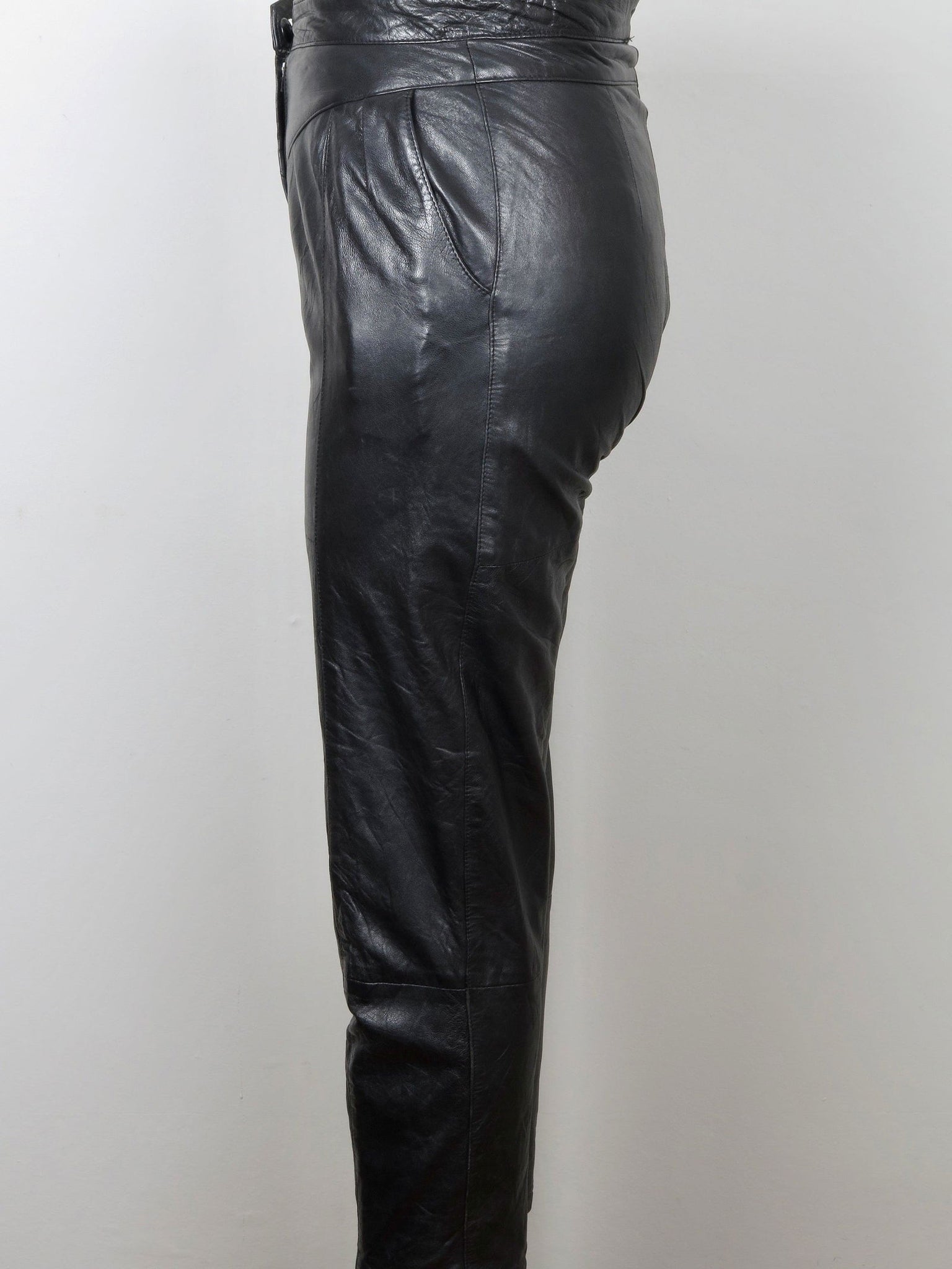 Women's Vintage 1980s Black Leather Trousers S - The Harlequin