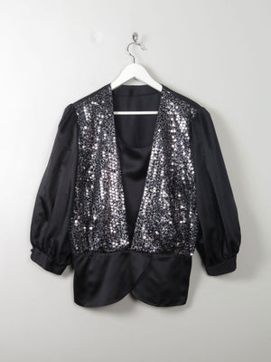 Women's Vintage 80s Glittery Top L - The Harlequin