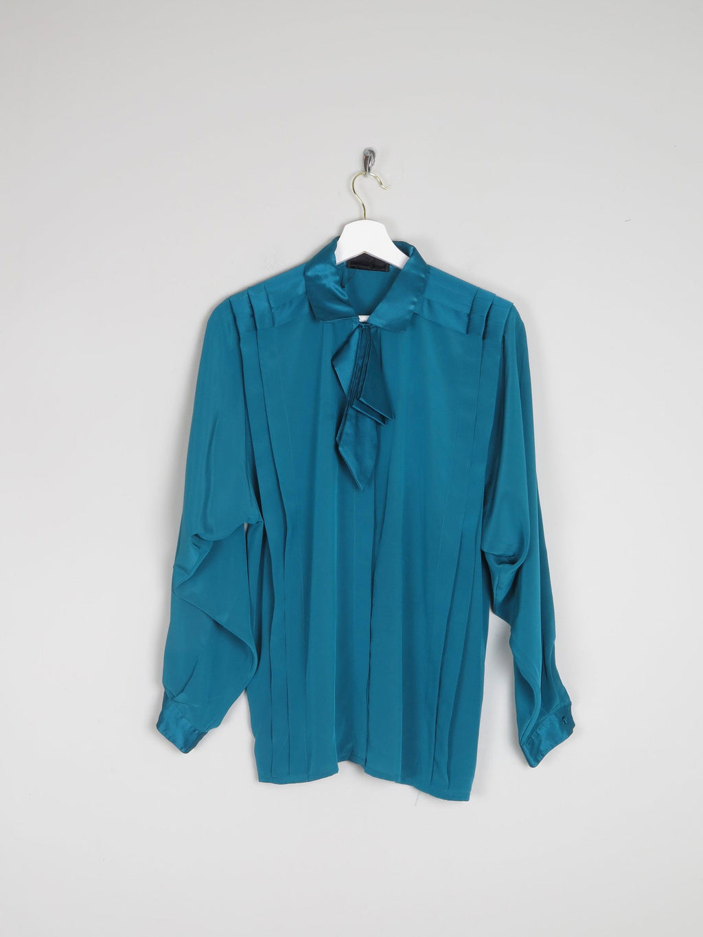 Women's Vintage Aqua Green Blouse With Bow Detail XS/S - The Harlequin