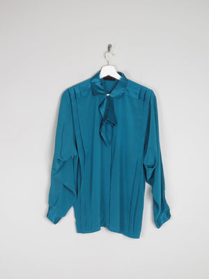 Women's Vintage Aqua Green Blouse With Bow Detail XS/S - The Harlequin