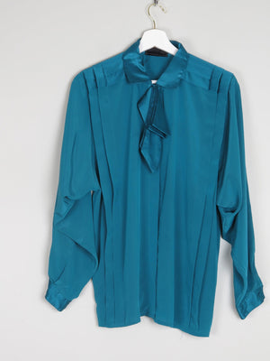 Women's Vintage Aqua Green Blouse With Bow Detail XS/S - The Harlequin