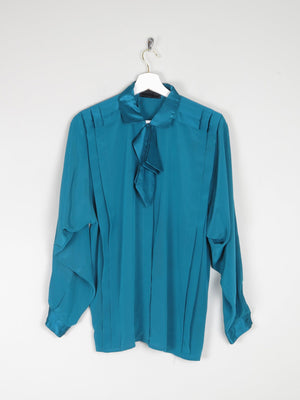 Women's Vintage Aqua Green Blouse With Bow Detail XS/S - The Harlequin