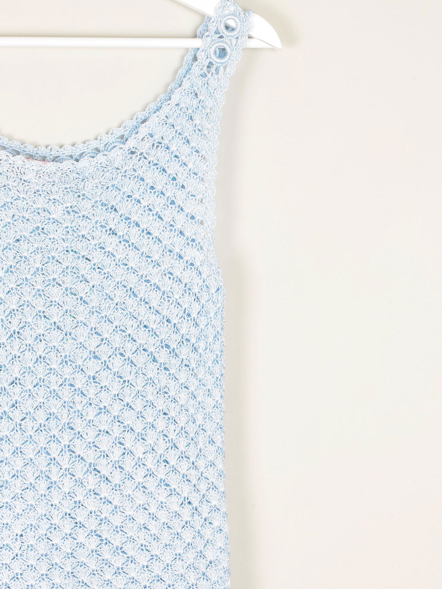 Women's Vintage Baby Blue 90s Crochet & Sequin Top S/M - The Harlequin