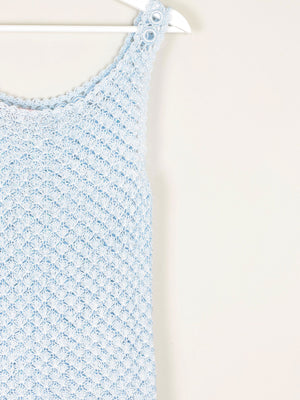 Women's Vintage Baby Blue 90s Crochet & Sequin Top S/M - The Harlequin