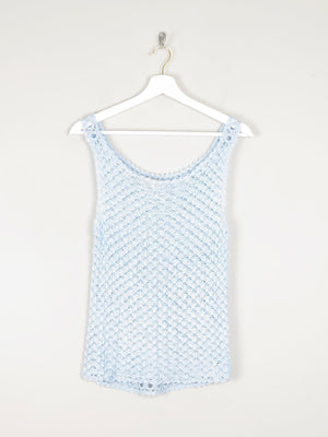 Women's Vintage Baby Blue 90s Crochet & Sequin Top S/M - The Harlequin