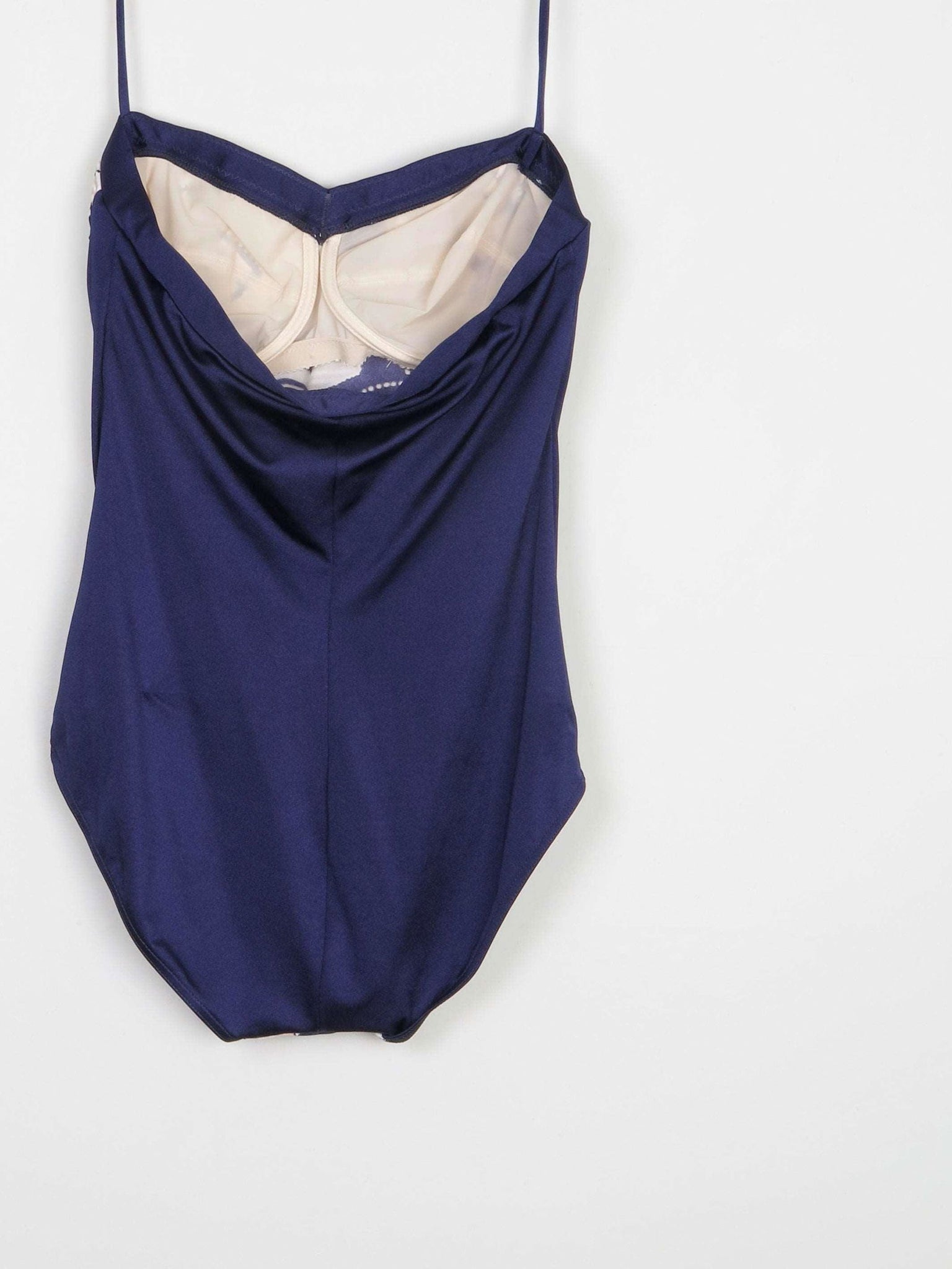 Women’s Vintage Beach Print Navy Swimsuit M - The Harlequin