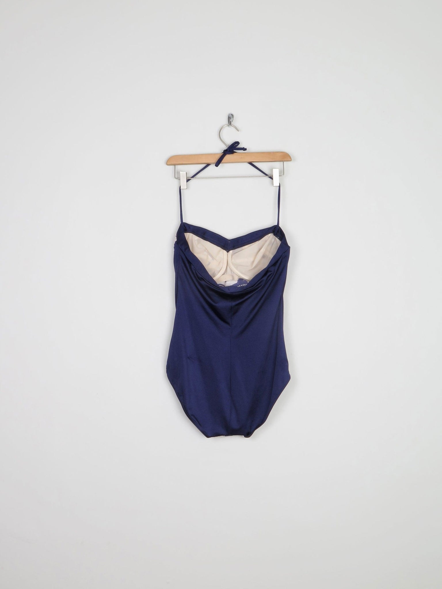 Women’s Vintage Beach Print Navy Swimsuit M - The Harlequin