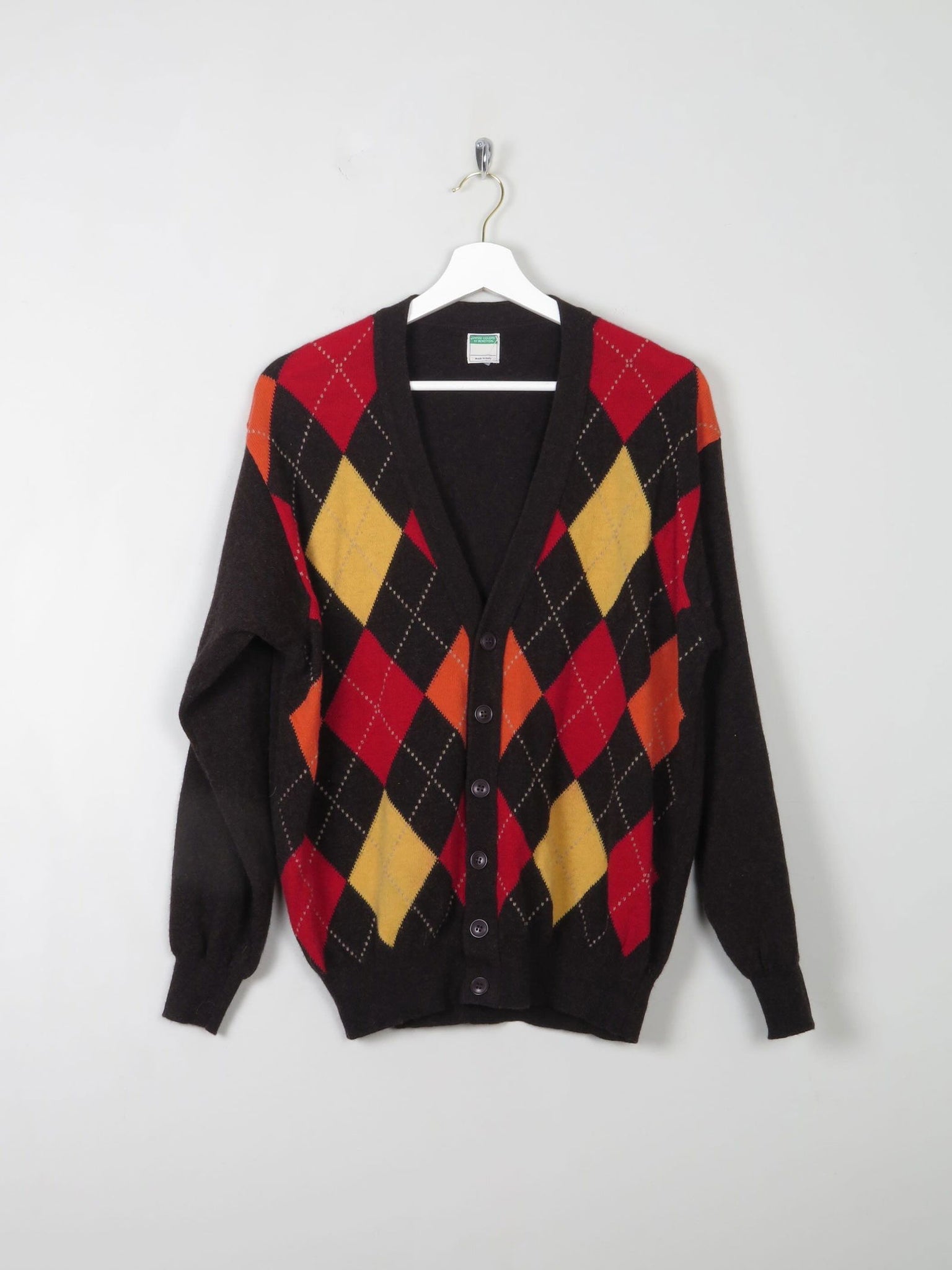 Women's Vintage Benetton Diamond Cardigan XS/S - The Harlequin