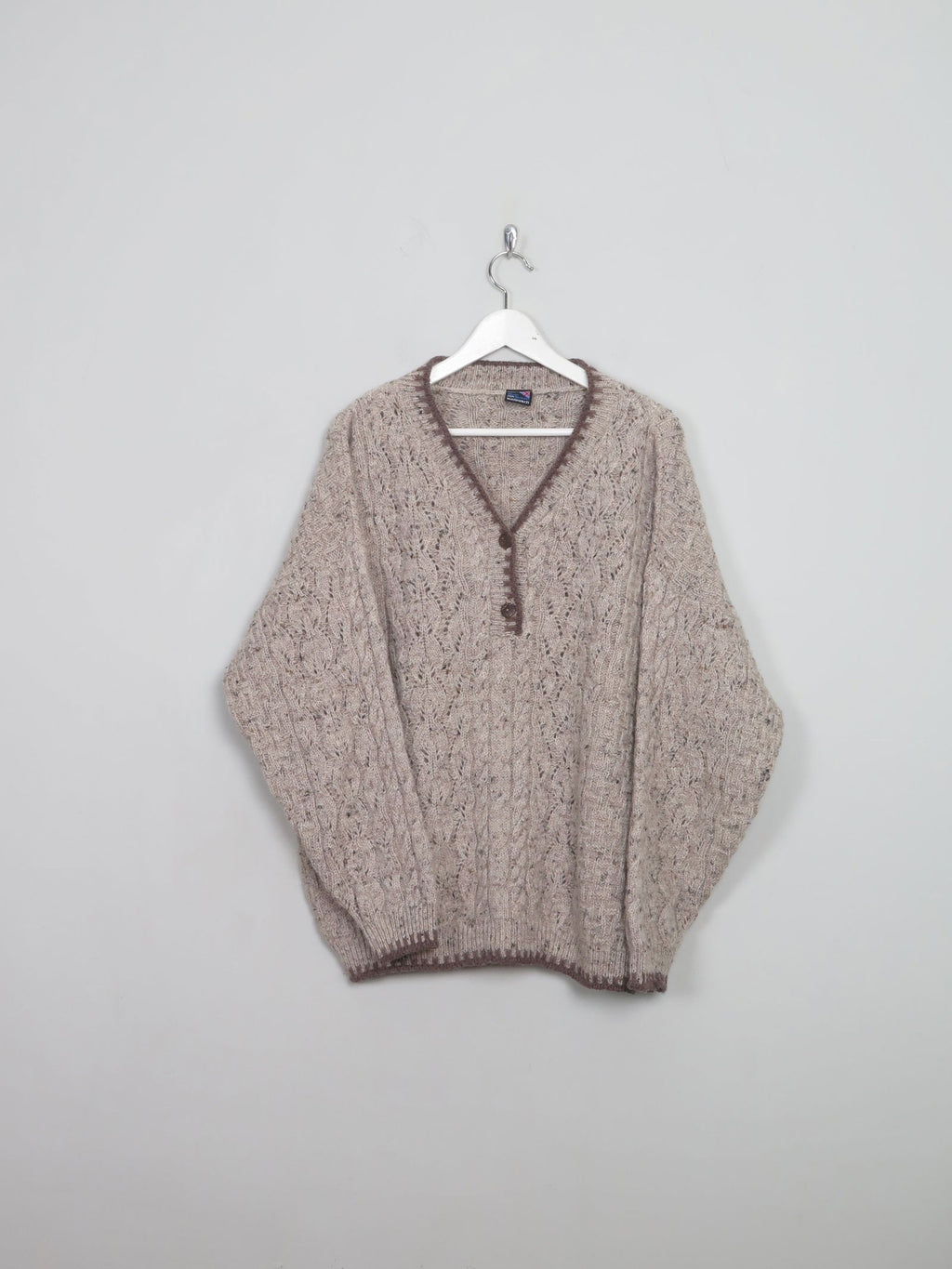 Women's Vintage Biscuit Wool Jumper L/XL - The Harlequin