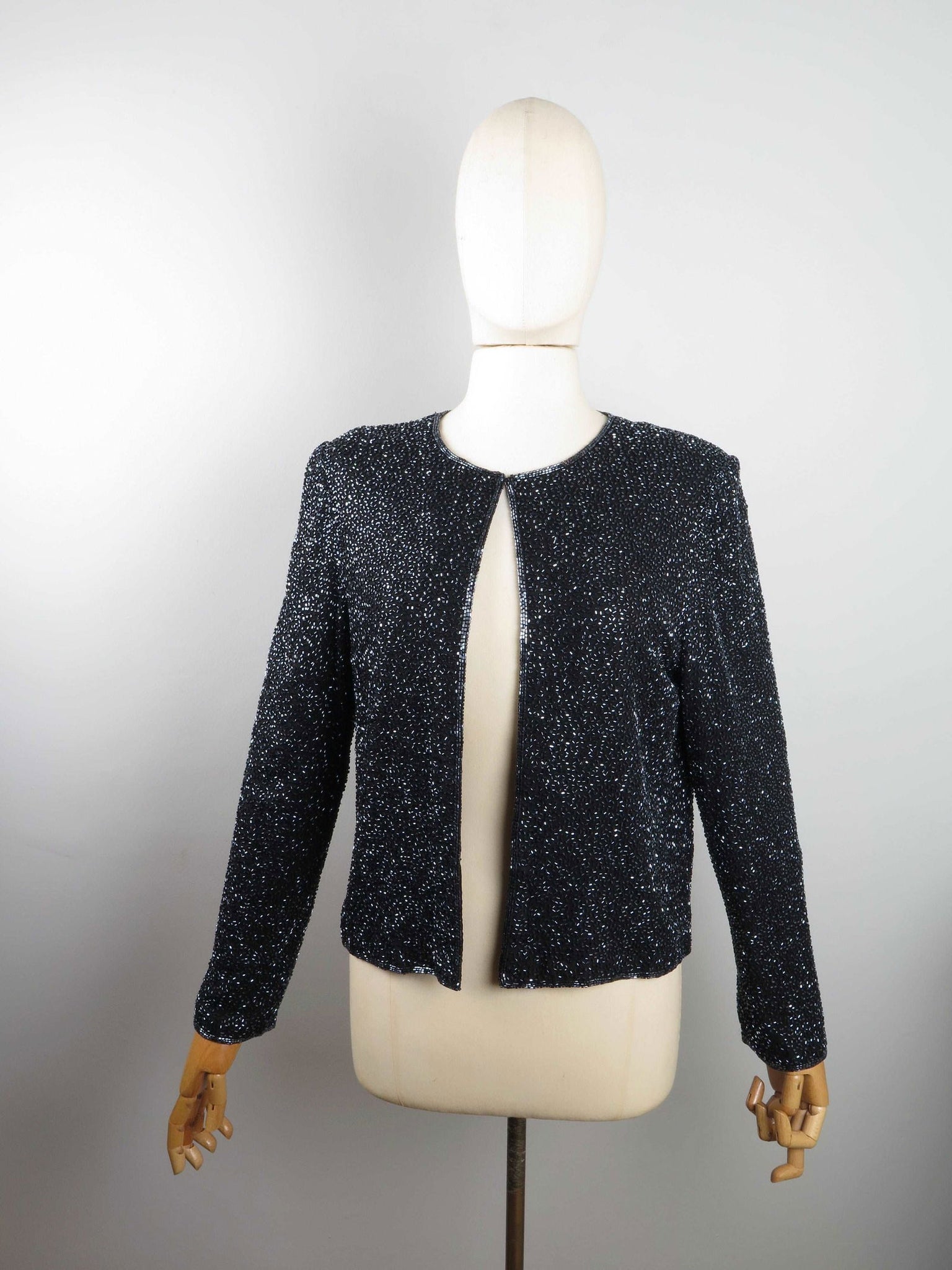 Women’s Vintage Black Beaded Cropped Jacket 10/12 - The Harlequin