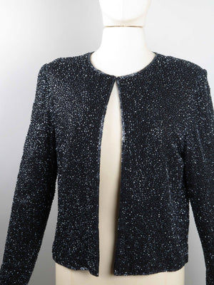 Women’s Vintage Black Beaded Cropped Jacket 10/12 - The Harlequin