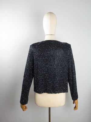 Women’s Vintage Black Beaded Cropped Jacket 10/12 - The Harlequin