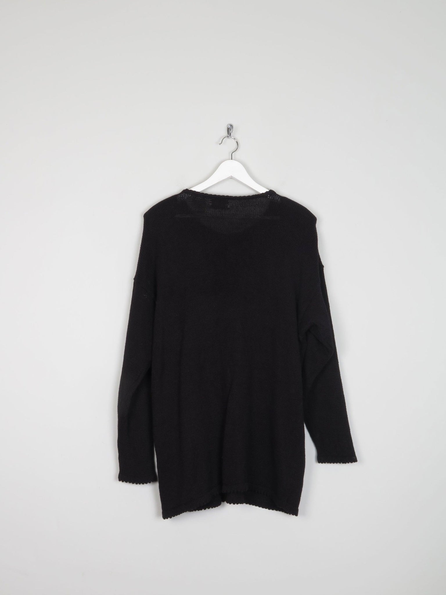 Women's Vintage Black Beaded Longline Jumper M/L - The Harlequin