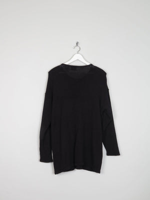 Women's Vintage Black Beaded Longline Jumper M/L - The Harlequin