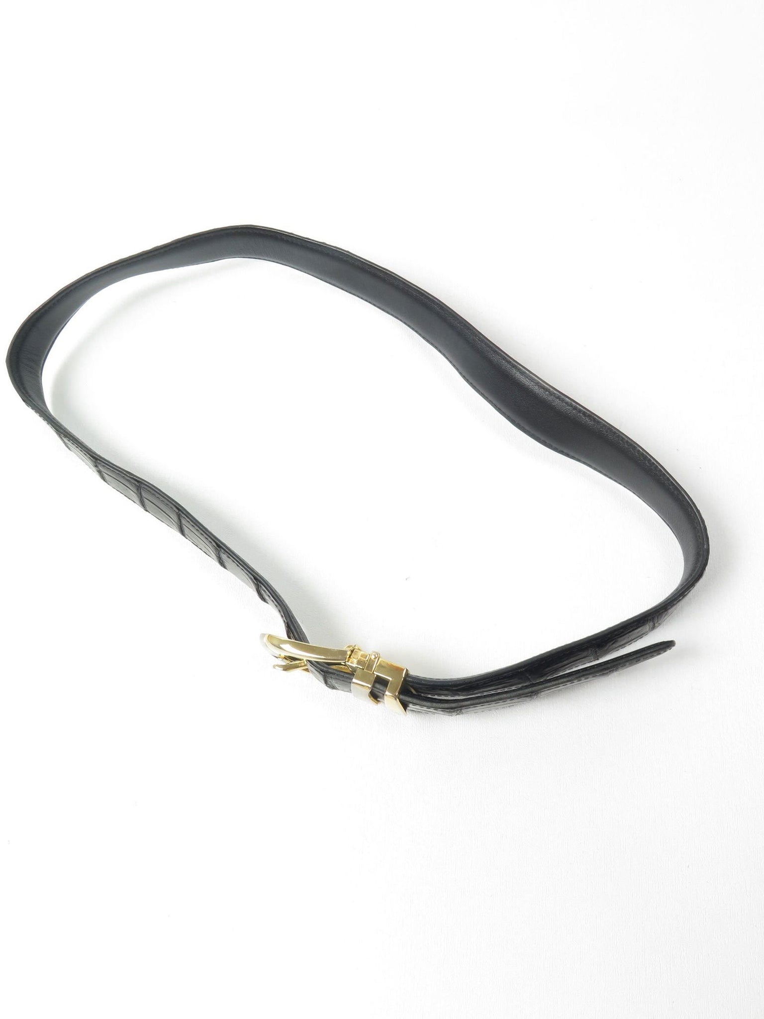 Women's Vintage Black Leather Belt With Texture S - The Harlequin