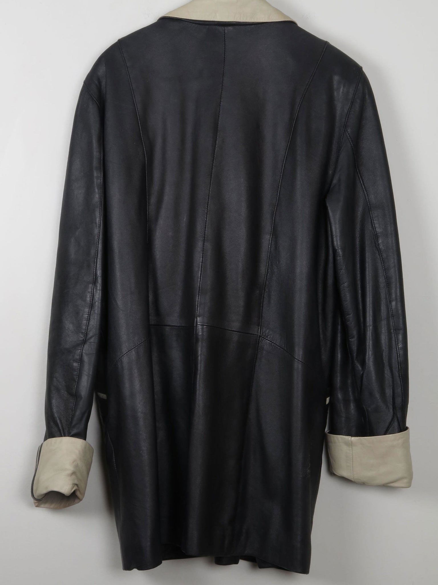 Women's Vintage Black Leather Coat L/XL - The Harlequin
