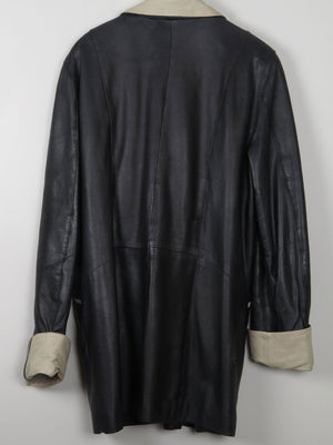 Women's Vintage Black Leather Coat L/XL - The Harlequin