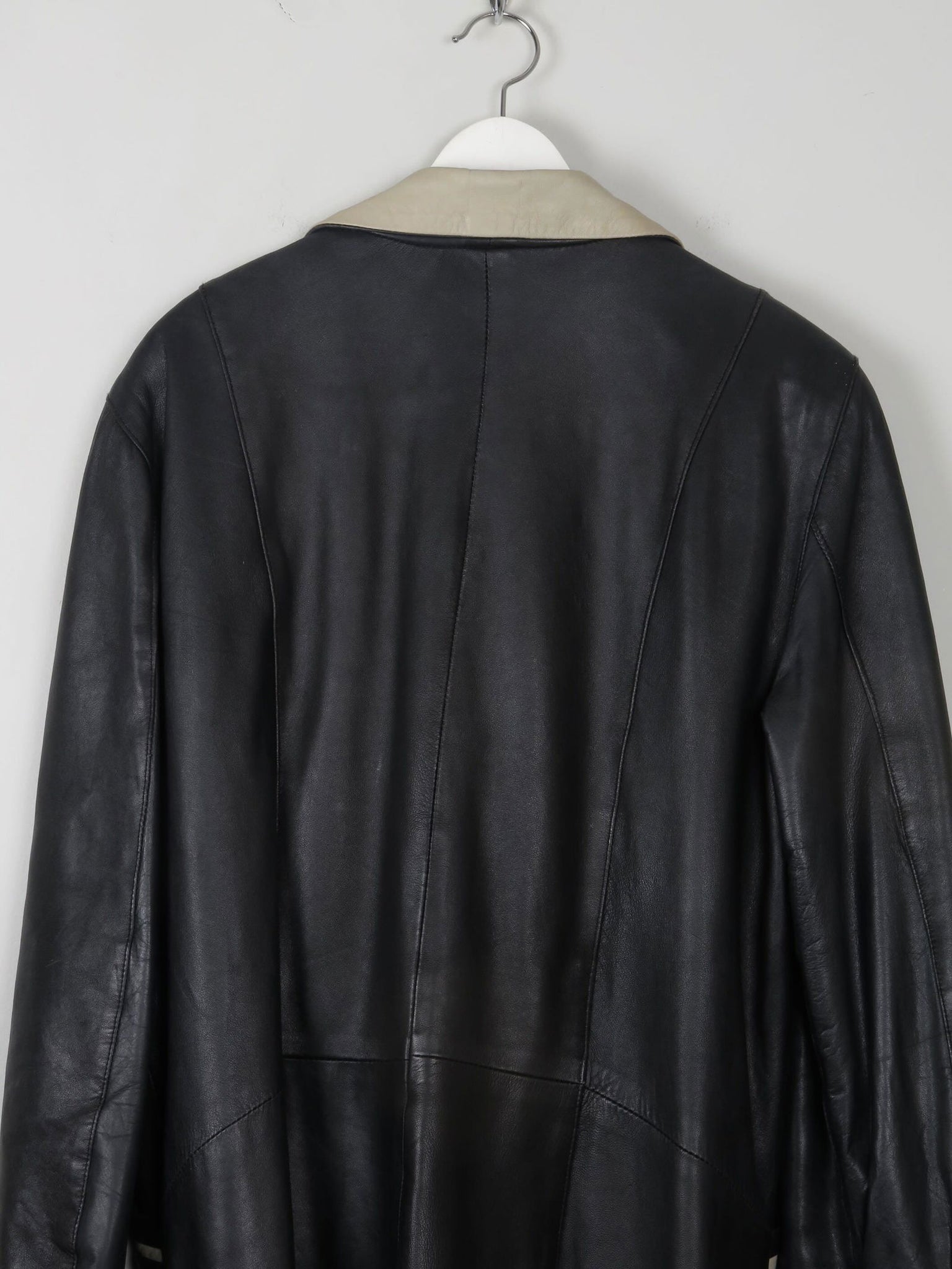Women's Vintage Black Leather Coat L/XL - The Harlequin