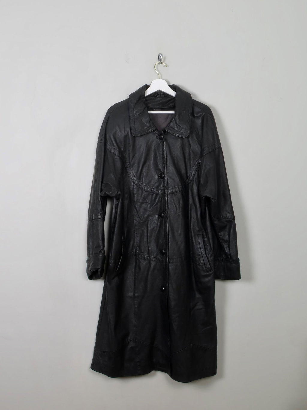 Women's Vintage Black Leather Coat XL - The Harlequin