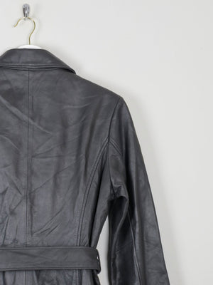 Women's Vintage Black Leather Fitted jacket With Belt M - The Harlequin