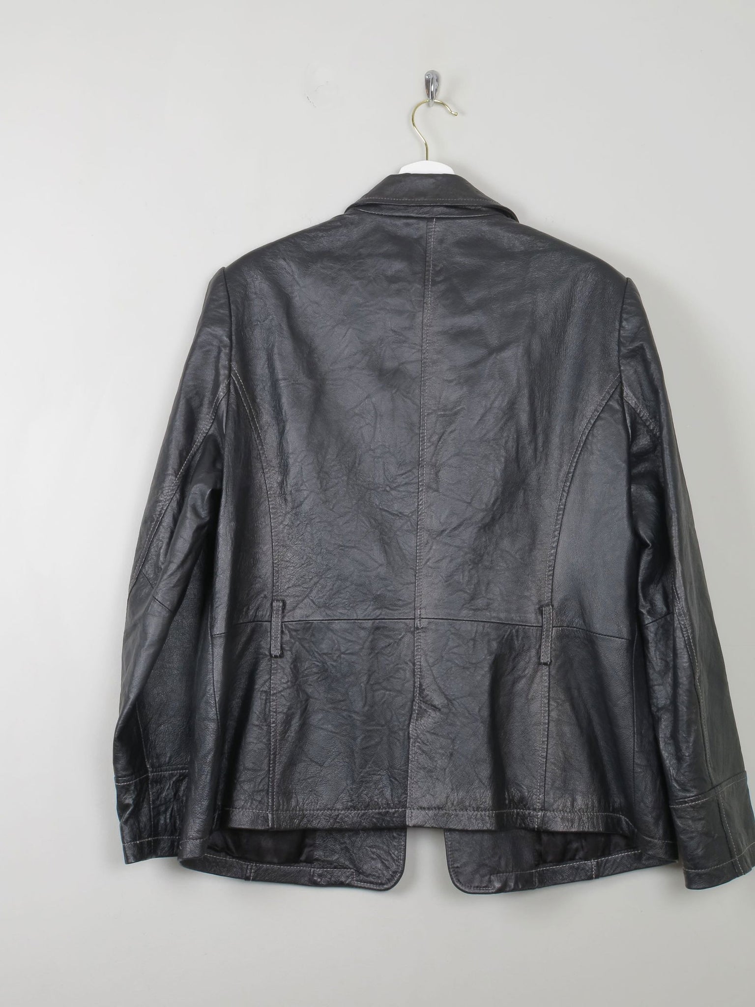 Women's Vintage Black Leather Jacket L/XL - The Harlequin