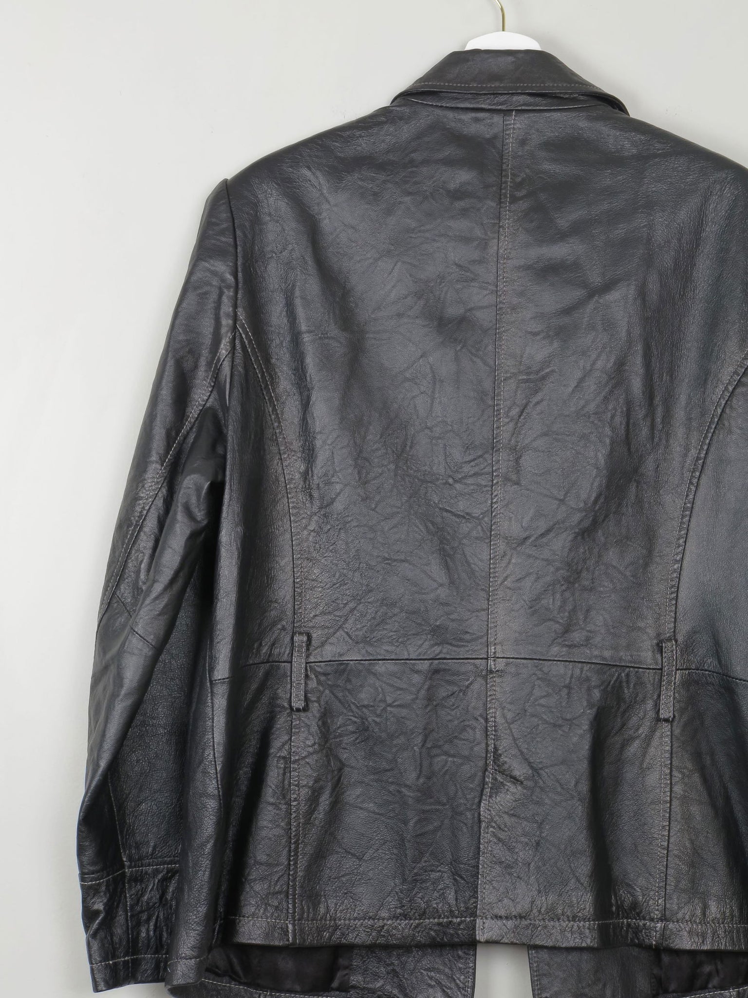 Women's Vintage Black Leather Jacket L/XL - The Harlequin