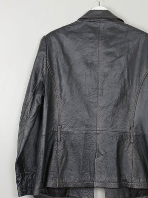 Women's Vintage Black Leather Jacket L/XL - The Harlequin