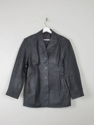 Women's Vintage Black Leather Jacket L - The Harlequin
