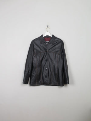 Women's Vintage Black Leather Jacket M - The Harlequin
