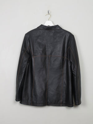 Women's Vintage Black Leather Jacket M - The Harlequin