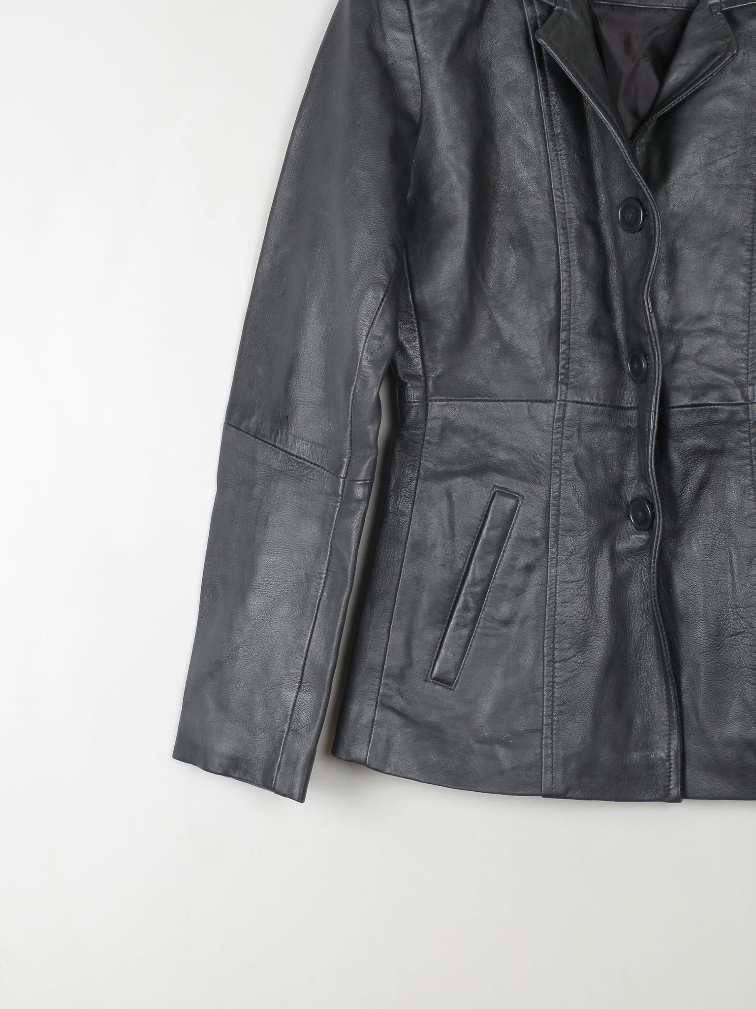 Women's Vintage Black Leather Jacket XS - The Harlequin