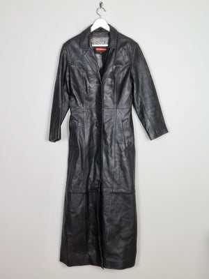 Women’s Vintage Black Leather Long Coat S - The Harlequin