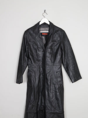 Women’s Vintage Black Leather Long Coat S - The Harlequin