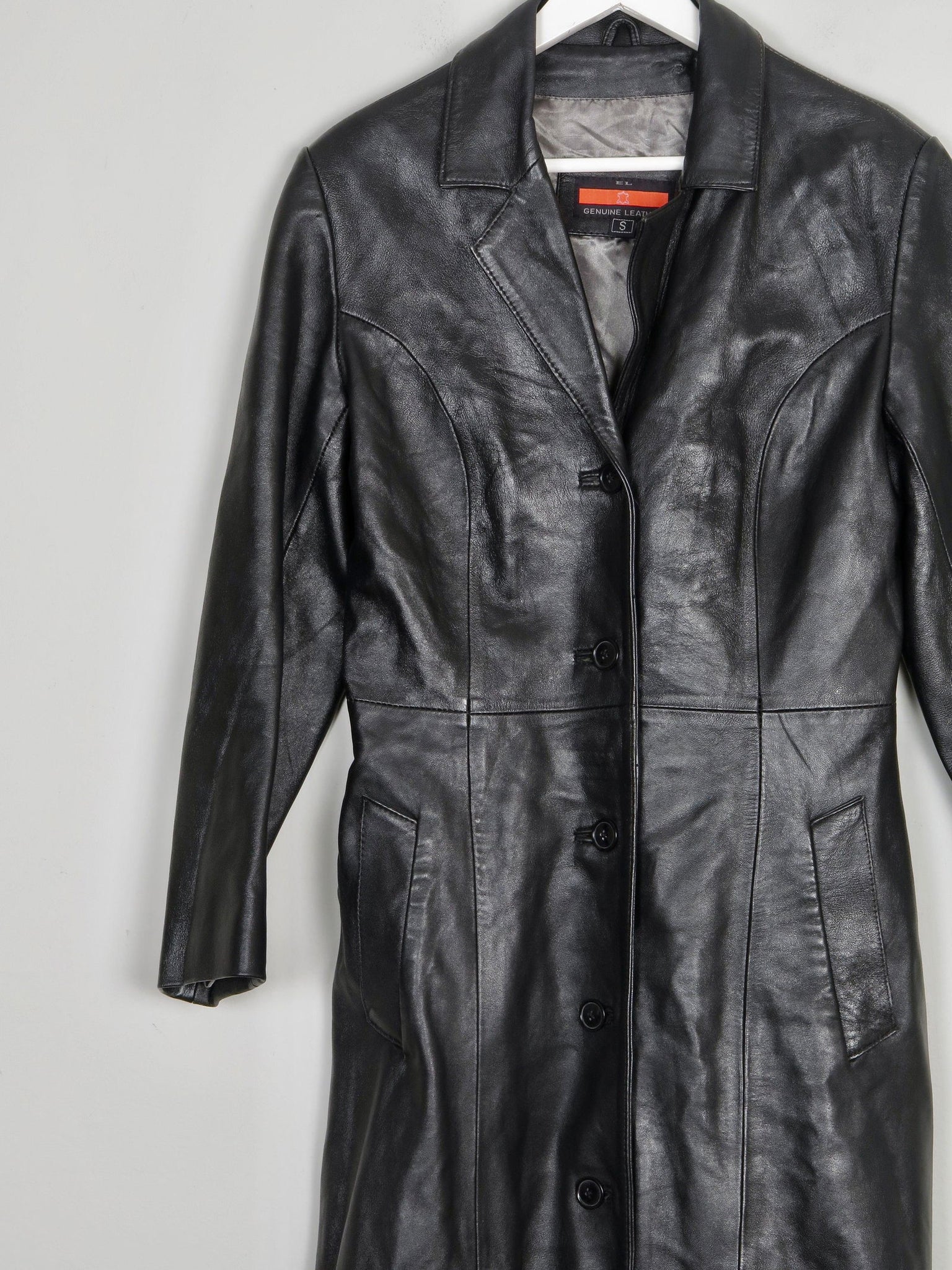Women’s Vintage Black Leather Long Coat S - The Harlequin