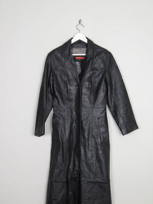 Women’s Vintage Black Leather Long Coat S - The Harlequin