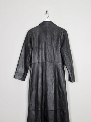Women’s Vintage Black Leather Long Coat S - The Harlequin