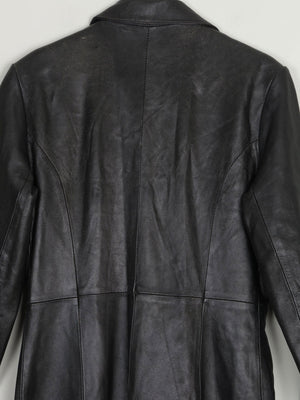 Women’s Vintage Black Leather Long Coat S - The Harlequin